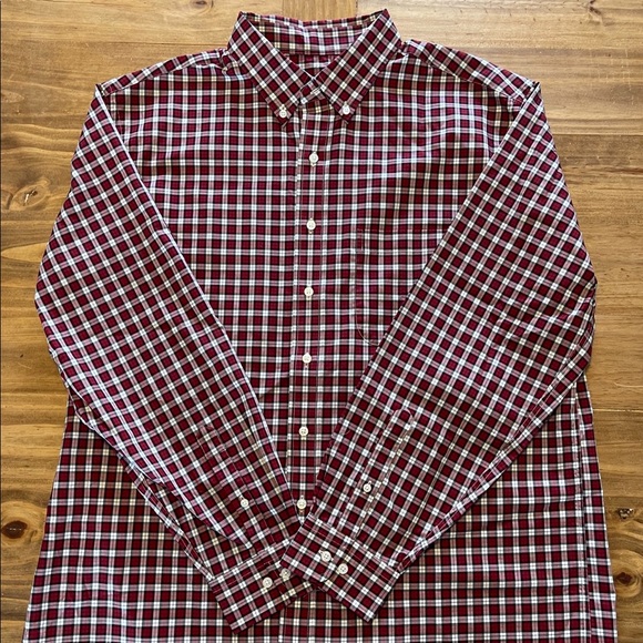 JoS A. Bank red/navy blue plaid button down Sz. XL - Picture 2 of 5